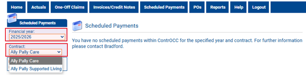 No scheduled payment